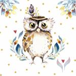 Servietten 33x33cm  Flower Owl FSC-Mix, 20 Stück,,...