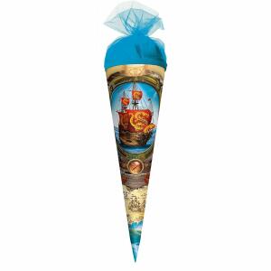 Motiv-Schultüte Piratenschiff 50cm rund Tüllverschluss