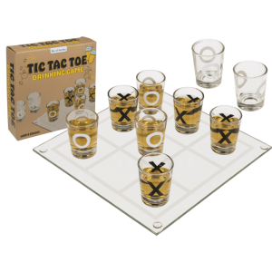 OOTB Glas-Trinkspiel Tic Tac Toe mit 9 Gläsern