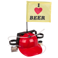 Trinkhelm, I Love Beer mit Fahne,