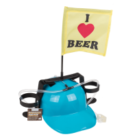 Trinkhelm, I Love Beer mit Fahne,