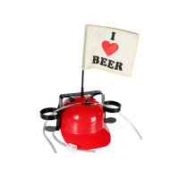 Trinkhelm, I Love Beer mit Fahne,