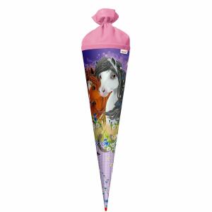 Motiv-Schultüte Blumenpferde 70cm rund Filzverschluss
