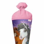 Motiv-Schultüte Blumenpferde 70cm rund Filzverschluss