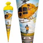 Motiv-Schultüte Helikopter 70cm rund Filzverschluss