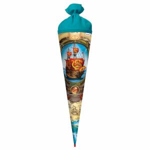 Motiv-Schultüte Piratenschiff 70cm rund Filzverschluss
