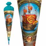 Motiv-Schultüte Piratenschiff 70cm rund Filzverschluss