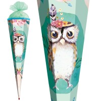 Motiv-Schultüte Eule Lieselotte 85cm eckig Tüllverschluss