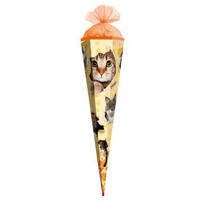 Motiv-Schultüte Katzenparty 85cm eckig Tüllverschluss