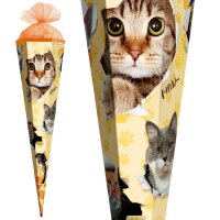Motiv-Schultüte Katzenparty 85cm eckig Tüllverschluss