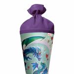 Motiv-Schultüte Drachenliebe 70cm rund Filzverschluss Glitter