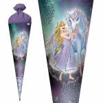 Motiv-Schultüte Königin im Eis 70cm rund Filzverschluss Glitter