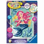 Malen nach Zahlen Serie D  Meerjungfrau mit Glitter,...