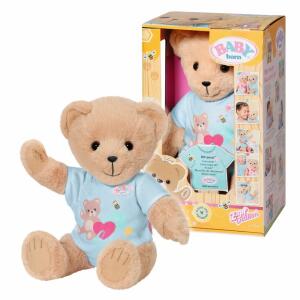BABY born Plüsch Bär 36cm  blau, Kuschelbär mit beweglichen Armen und Beinen, inklusive, Stickerbogen und Album, ab 24 Monaten,, Zapf