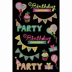 Line-Sticker Happy  Birthday Neon Colourful, Rössler