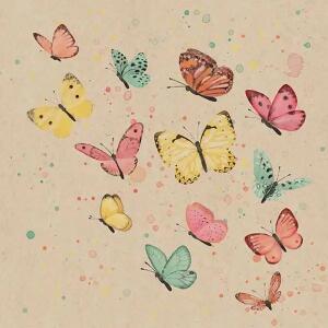 Servietten 33x33cm  Natural Butterflies, 3-lagig, 20 Stück