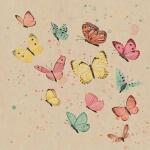 Servietten 33x33cm  Natural Butterflies, 3-lagig, 20...