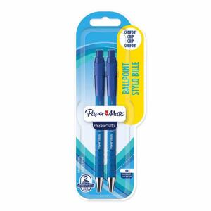 Kugelschreiber 2er  Flexgrip Ultra blau, Strichstärke M, Griffzone mit Grip, Kunststoffschaft,, mit Clip, Paper Mate