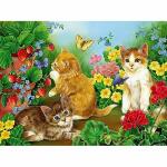 Diamond Painting  Kätzchen in Blumenwiese, Inhalt:...