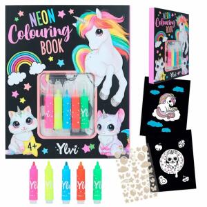 Malbuch-Set Ylvi neon  mit 5 Fasermalern und Stickern, ab 4 Jahren,, Depesche