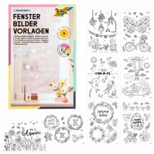 Fensterbilder Vorlagen  BLOOM & GROW, 8x Vorlagen in 52x73cm, 1x Kreidemarker und eine Anleitung,, ab 4 Jahren,, Folia