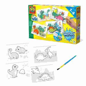 My first Malen mit Wasser  Dinos, Spezieller Sicherheitspinsel,wiederverwendbar,, ab 12 Monaten,, SES