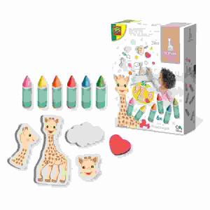 Malstifte Badewanne  5x Schaumstofffiguren von Giraffe Sophie und 6x Malstifte,, leicht abwaschbar, ab 24 Monaten,, SES