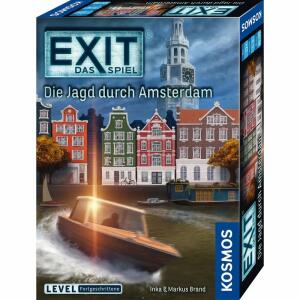 EXIT Das Spiel - Die  Jagd durch Amsterdam, 1-4 Spieler, Gesellschaftsspiel, nur einmal Spielbar,, ab 12 Jahren, für Fortgeschrittene,, KOSMOS