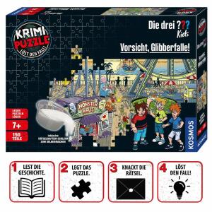 Die drei ??? Kids  Vorsicht Glibberfalle, Krimi Puzzle, mit glibbrigem Schleimpulver zum selbst, Anrühren und Dose zum Aufbewahren,, KOSMOS
