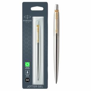 Gelschreiber Jotter  Edelstahl G.C., im Blister, auswechselbare QUINK Gelmine Stärke M,, Schreibfarbe schwarz,, Parker