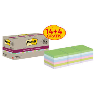 Haftnotizblock Recycled 18x70BL farbig POST-IT 654 RSSCOL14+4F 76x76mm