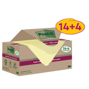 Haftnotizblock Recycled 18x70BL gelb POST-IT 654 RSSCY 14+4F 76x76mm