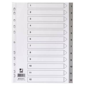 Ordnerregister 1-12 A4 PP grau Q-CONNECT KF01917 Indexblatt