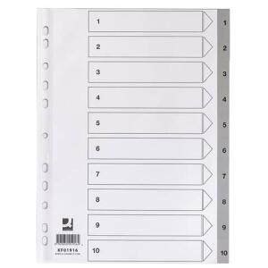 Ordnerregister 1-10 PP A4 grau Q-CONNECT KF01916 Indexblatt