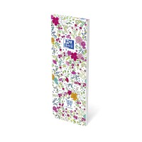 Oxford GO Floral Shoppingplaner 7,4x21 cm, kopfgeleimt und geheftet, liniert, 80 Blatt, Optik Paper, mit Mikroperforation, EU Ecolabel, 4 Designs sortiert