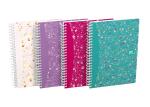 Oxford GO Floral Spiralbuch A5, kariert 5x5 mm, 4 Designs sortiert