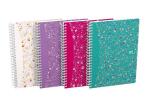 Oxford GO Floral Spiralbuch A5, kariert 5x5 mm, Softcover mit Soft Touch Finish, weiße Doppelspirale, 60 Blatt, Optik Paper, SCRIBZEE-kompatibel, 4 Designs sortiert