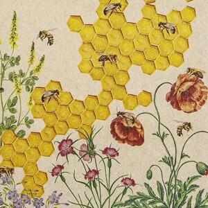 Motivserviette 33x33cm ECO Bienen/Waben HOME F. 242304  3lag