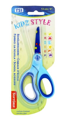 TSI Bastelschere 13 cm Punkte blau für Rechtsshänder