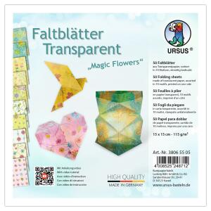 FALTBL.TRANSP. "MAGIC FLOWERS"115G,15x15CM,50BL