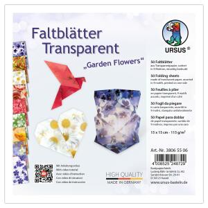 FALTBL.TRANSP. "GARDEN FLOWERS"115G,15x15CM,50BL