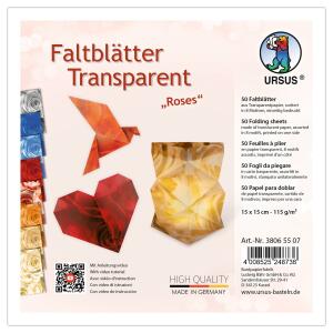 FALTBL.TRANSP. "ROSES"115G,15x15CM,50BL