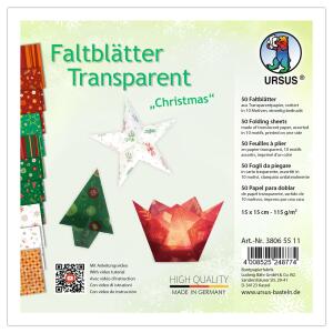 FALTBL.TRANSP. "CHRISTMAS"115G,15x15CM,50BL