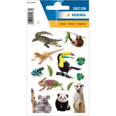 Herma Sticker DECOR Tiere Exotische Tiere 3 Bl
