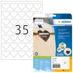 PREMIUM Herz-Etiketten A4, Ø 35 mm, weiß, permanent haftend