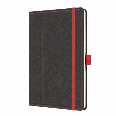 SIGEL CO695 Notizbuch Conceptum - Leder-Optik - punktkariert (Dot-Lineatur) - ca. A5 - grau/rot - Hardcover - 194 Seiten - PEFC-zertifiziert