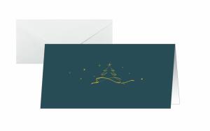 SIGEL DS068 Weihnachts-Karten - Weihnachtsbaum - petrolblau/gelb - DIN lang - 10 Karten + Umschläge - inkl. Umschläge