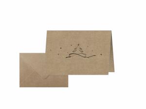 SIGEL DS071 Weihnachts-Karten - Weihnachtsbaum - braun - A6 - 10 Karten + Umschläge - inkl. Umschläge