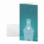 SIGEL DS076 Weihnachts-Karten - Eisbär mit Kerze - petrolblau/weiß - DIN lang - 10 Karten + Umschläge - inkl. Umschläge