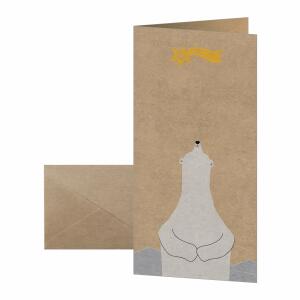 SIGEL DS078 Weihnachts-Karten - Eisbär mit Sternschnuppe - braun/weiß/gelb - DIN lang - 10 Karten + Umschläge - inkl. Umschläge